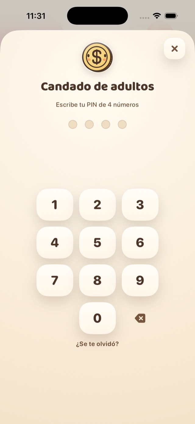 Adult lock: keypad for the four-digit PIN